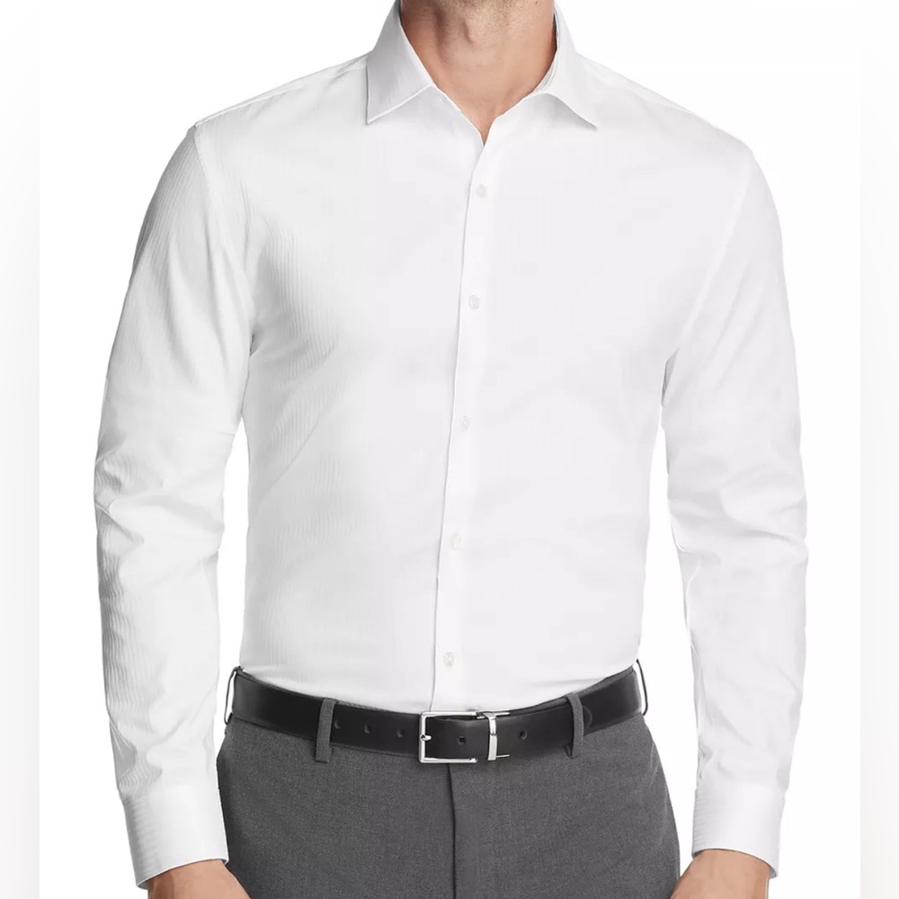 NWT Kenneth Cole Men’s Slim Fit Wicking Stretch-Flex Dress Shirt 15 34/35 White